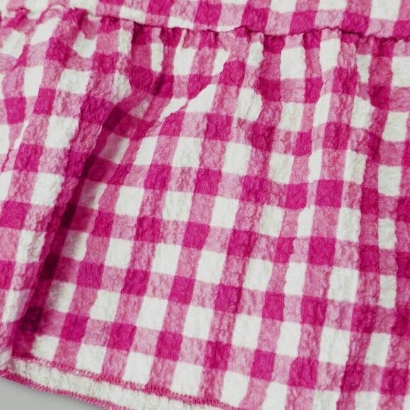 Hot Pink Casual Women's Loose Gingham Pants - Picture 4 of 5